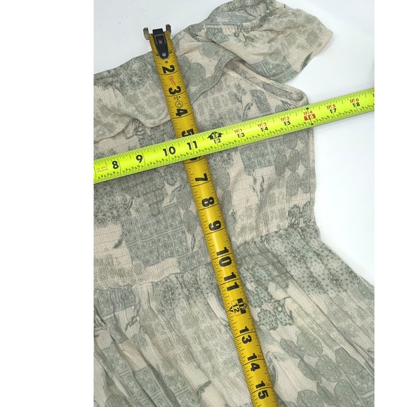 Wonderly Sage Green Smocked Maxi Dress Cottagecore Boho Prairie Romantic Size L - Picture 7 of 10